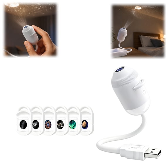 Bisitoy 2-in-1 Projector Night Light, Mini Night Light Projectors with Projection Films for Bedroom Ceiling Wall