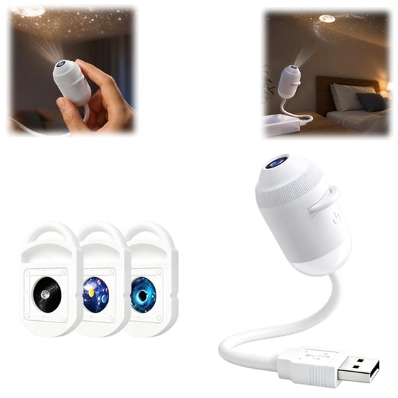 Bisitoy 2-in-1 Projector Night Light, Mini Night Light Projectors with Projection Films for Bedroom Ceiling Wall