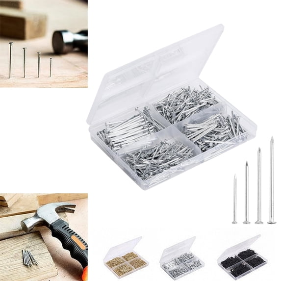 Bisitoy 200pcs Picture Hanging Nails Set Assorted Sizes Wall Nails with Storage Box