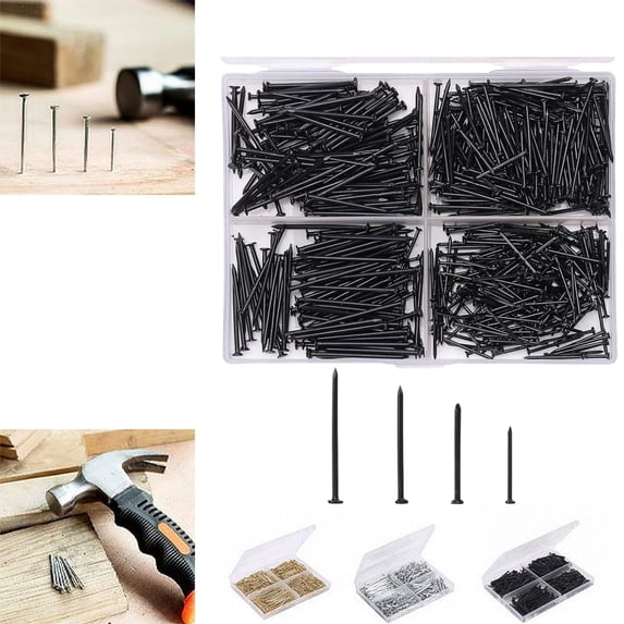 Bisitoy 200pcs Picture Hanging Nails Set Assorted Sizes Wall Nails with Storage Box