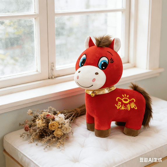 Bisitoy 2026 Crying Horse Plush Toy,9.84inch,Red,Red,Valentines Mother New Years Day Gifts for Her