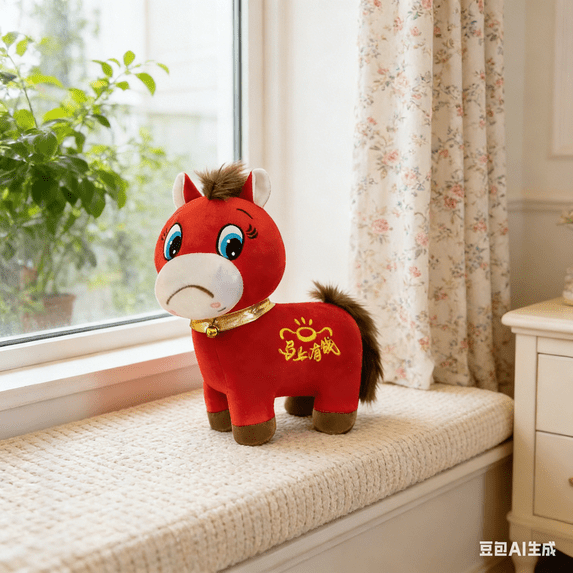 Bisitoy 2026 Crying Horse Plush Toy,9.84inch,Red,Red,Valentines Mother New Years Day Gifts for Her
