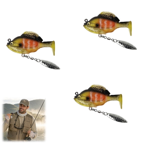 Bisitoy 3Pcs Paddle Tail Swimbaits Fishing Lures, Pre-Rigged Soft Bait with Spinner Blades & 3D Eyes, Weedless Hidden Hook for Bass Trout, Freshwater Saltwater Gear (l)
