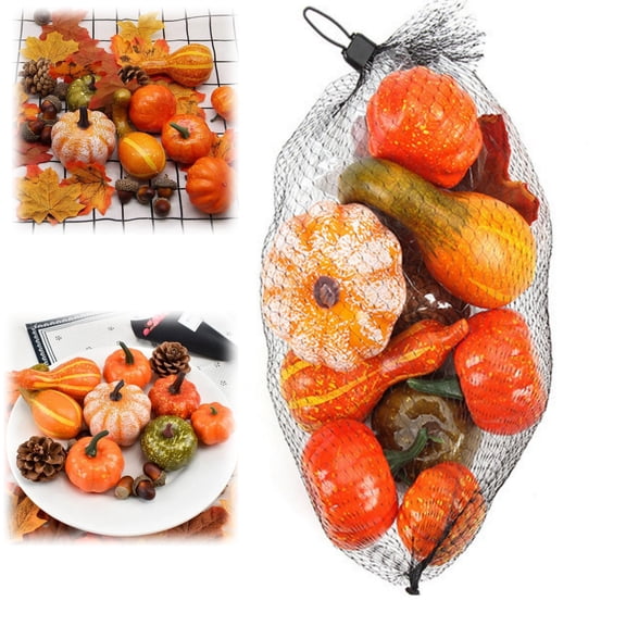 Bisitoy 50 Pcs Artificial Mini Pumpkins Gourds Fall Decor Set,Autumn Thanksgiving Halloween Tabletop Home Party Decoration