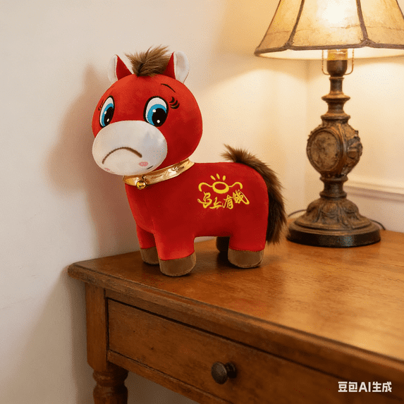 Bisitoy 7.87" Crying Horse,2026 Year of The Horse Stuffed Animals - Chinese New Year Plush Mascot Decorations, Red Zodiac Horse Plush Ornaments, Lunar New Years Gifts Blessing Souvenir