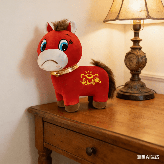 Bisitoy 7.87" Crying Horse,2026 Year of The Horse Stuffed Animals - Chinese New Year Plush Mascot Decorations, Red Zodiac Horse Plush Ornaments, Lunar New Years Gifts Blessing Souvenir