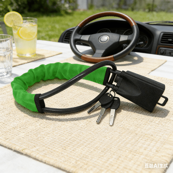 Bisitoy Car Steering Wheel Lock, Multi-Functional Safety Lock with Steel Cable for Pedals or Buckles, Lightweight Security for Daily Commuters and Travelers