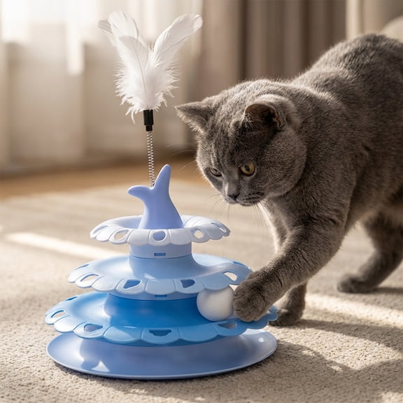 Bisitoy Cat Toy Interactive Pet Plaything for Indoor Kitten Interactive Kitty Puzzle Ball