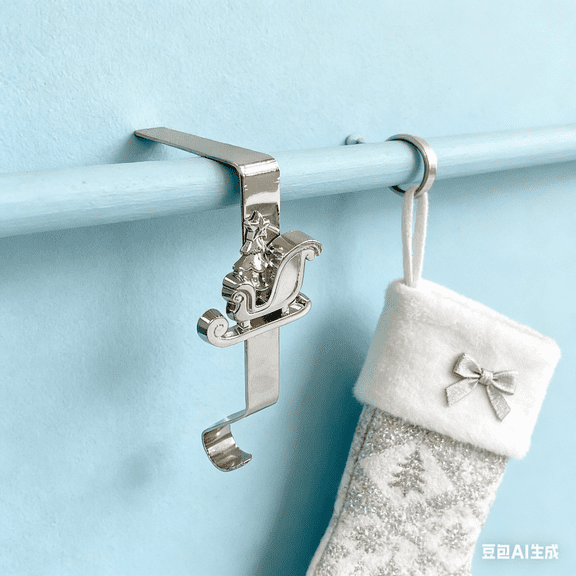 Bisitoy Christmas Stocking Holders for Mantel, Durable Metal Hooks with Snowflake Reindeer Designs for Fireplace Stocking Hanging