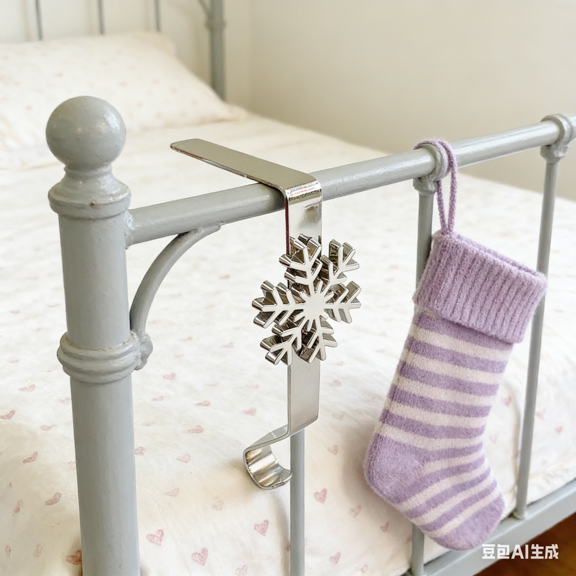 Bisitoy Christmas Stocking Holders with Holiday Motifs, Non-Slip Metal Hooks for Fireplace and Stair Rail