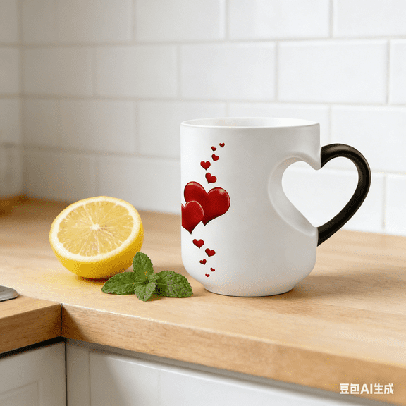 Bisitoy Coffee Mug, Heart Shaped Color Changing Magic Ceramic Mug Funny Color Changing Coffee Cup, Reveals Heart Design for Hot Drinks, Romantic Gift for Her Him Couples