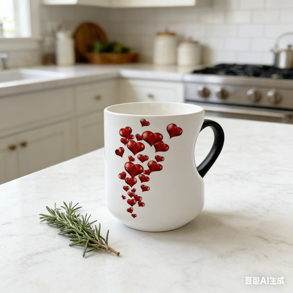 Bisitoy Coffee Mug, Heart Shaped Color Changing Magic Ceramic Mug with Handle Changes Color with Hot Drinks, Revealing Heart Pattern, Romantic Gift Idea for Couples Anniversary Wedding