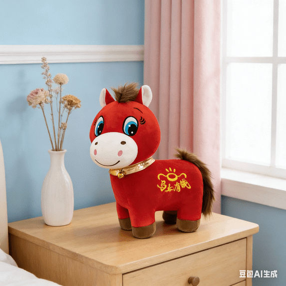 Bisitoy Crying Horse, 2026 Year of The Horse Red Plush, 7.87in Funny Smiling/Crying Horse Figurine, Chinese Lunar New Year Mascot Ornament for Home Car Tabletop Spring Festival Decor