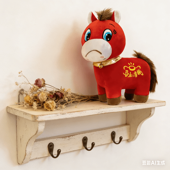 Bisitoy Crying Horse, 2026 Year of The Horse Red Plush, 7.87in Funny Smiling/Crying Horse Figurine, Chinese Lunar New Year Mascot Ornament for Home Car Tabletop Spring Festival Decor