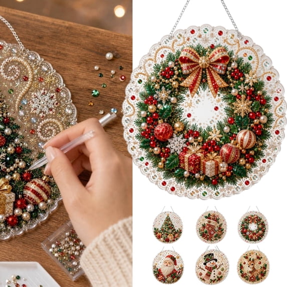 Bisitoy DIY Christmas Pearl Art Diamond Ornament Kit Hanging Decor Craft Set