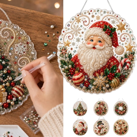 Bisitoy DIY Christmas Pearl Art Diamond Ornament Kit Hanging Decor Craft Set