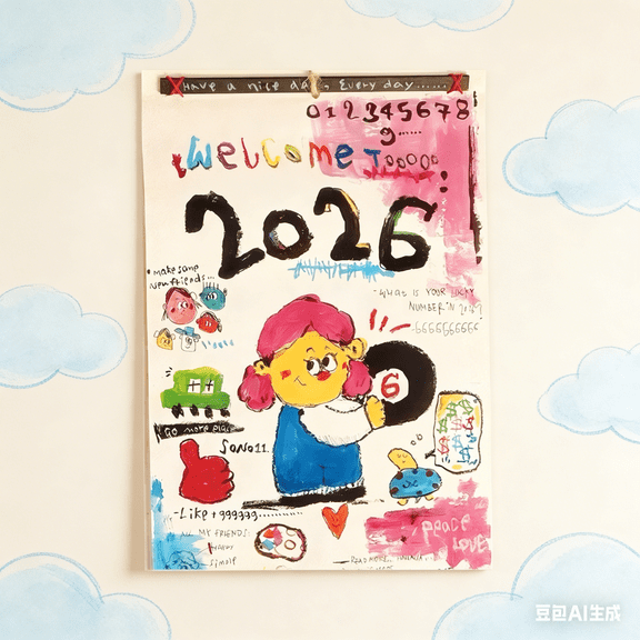 Bisitoy Doodle Wall Calendar 2026: 12 Month Illustrated Planner with Playful Doodles, Home Decor Essential