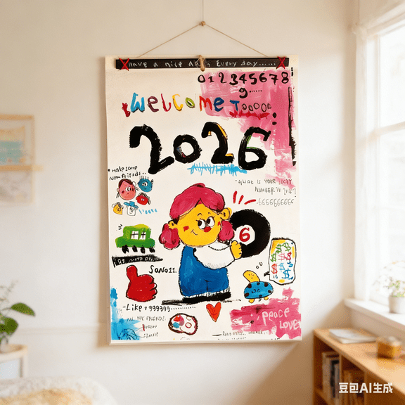 Bisitoy Doodle Wall Calendar 2026: Creative Hand-Drawn 12 Month Calendar, Playful Addition to Any Room