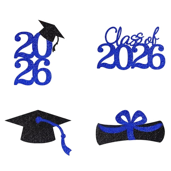 Bisitoy Double-sided 16 PCS Graduation Decorations 2026 Cake Toppers – Class of 2026 Centerpieces Picks for Graduation Theme Party Decorations Supply (Blue)