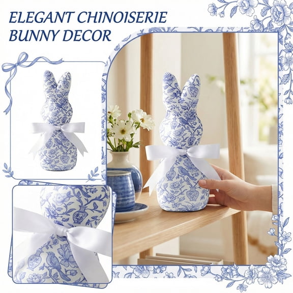 Bisitoy Easter Bunny Foam Decoration for Home Neutral Rustic Farmhouse Rabbit Decoration Table Signs Retro Easter Tiered Tray Decor for Home Dining Room Decor