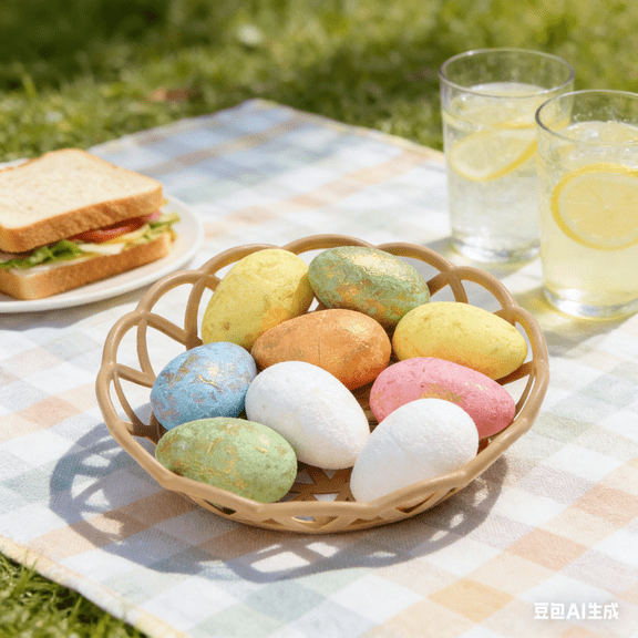 Bisitoy Easter Decor: 9 Foam Easter Eggs with Basket for Easter Basket Stuffers