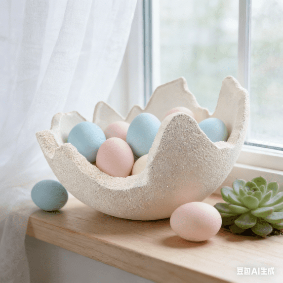 Bisitoy Easter Decor: Photo Styling Prop - Delicate Eggshell Cradle for Spring