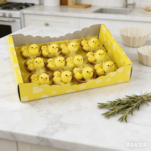 Bisitoy Easter Decor: Set of 12 Fuzzy Yellow Chick Decorations for Spring Celebrations