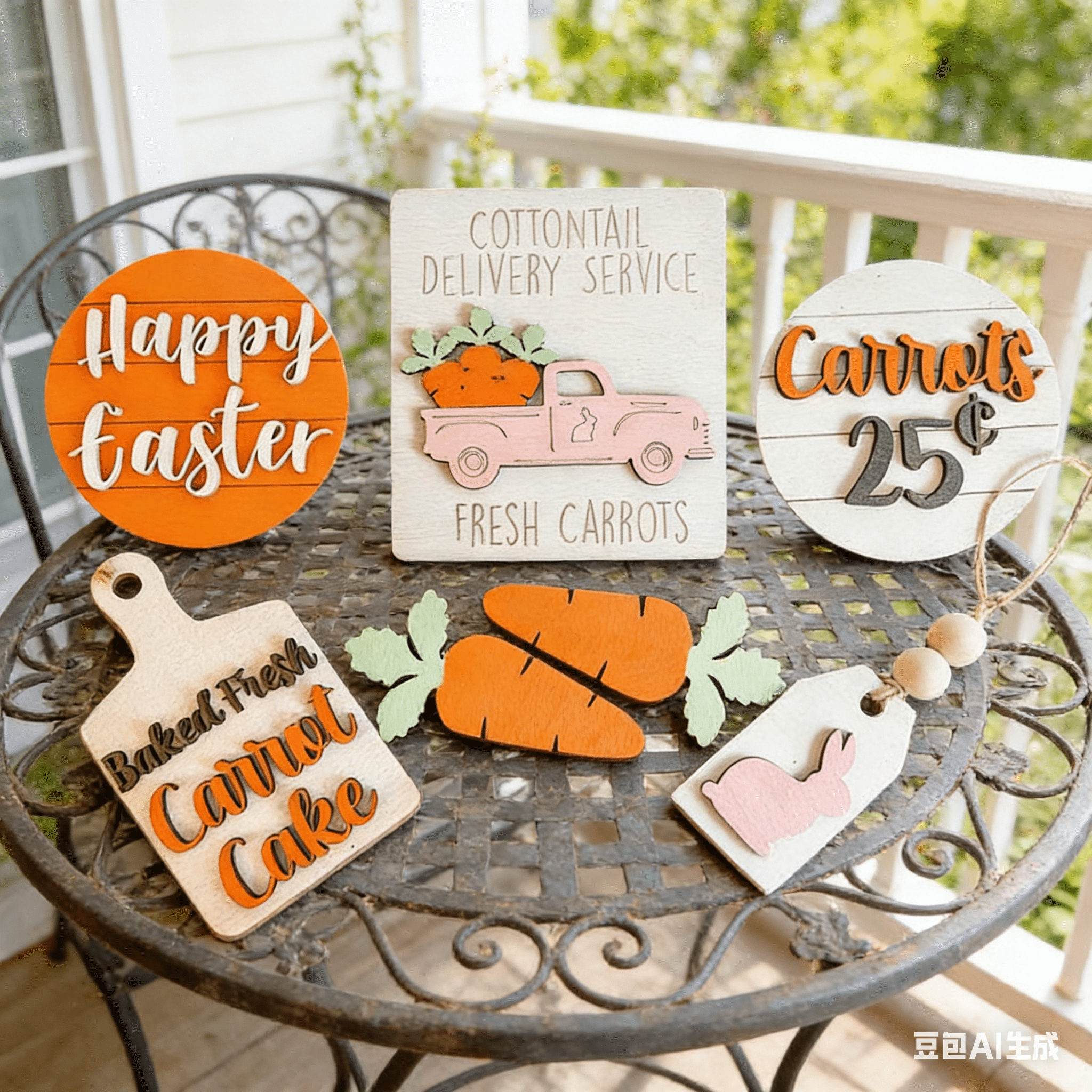 Bisitoy Easter Decorations, 7Pcs Rustic Spring Tray Set for Table ...