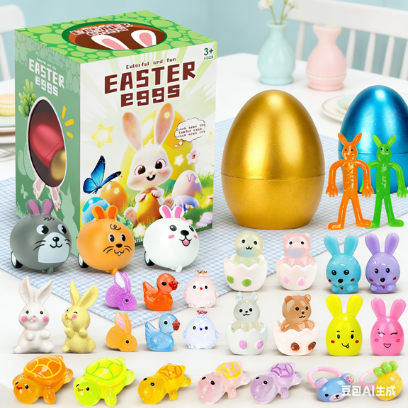 Bisitoy Easter Eggs Fun Crack Open Toys - Assorted Surprise Eggs with Miniature Animal Figures