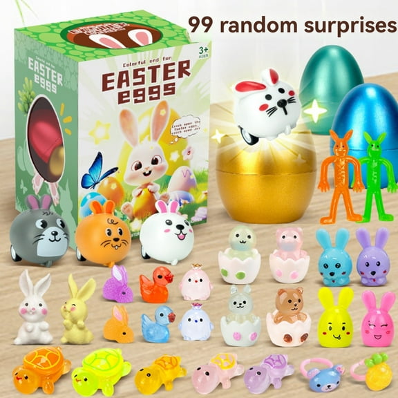 Bisitoy Easter Eggs Surprise for Kids - Crack Open Eggs Filled with Assorted Mini Animal Toys