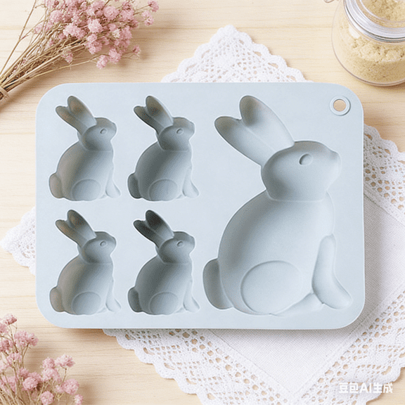 Bisitoy Easter Silicone Molds Flexible Rabbit Mold for Cake Pops and Confections