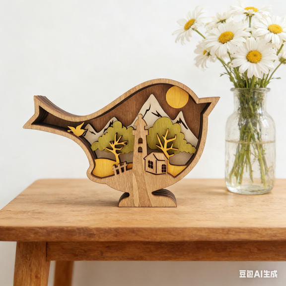 Bisitoy Easter Wooden Animals - Rabbit, Chick, for Spring Mantel & Bookshelf Decor