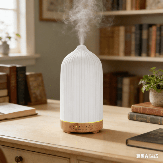 Bisitoy Essential Oil Diffuser, Quiet Ultrasonic Diffuser for Living Room Bedroom Office Tabletop Decor