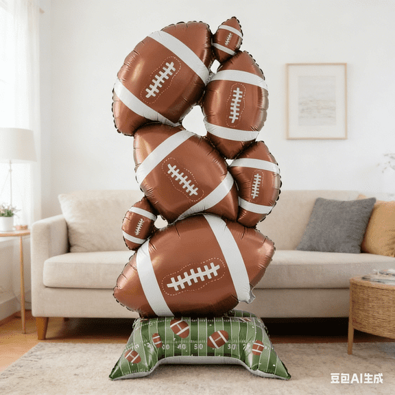 Bisitoy Football Balloons Giant Self Standing Foil Balloon Pile, Large Rugby Shaped Balloons for Sports Theme Birthday Party, Game Day Celebration Decor Indoor Outdoor Backdrop