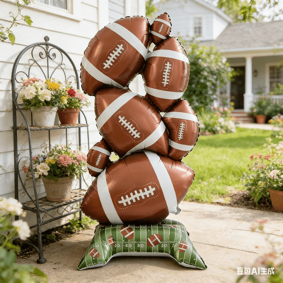 Bisitoy Football Balloons Standing Foil Balloon Stack, Jumbo Rugby Shape Balloons for Sport Themed Party Supplies, Indoor Outdoor Decor for Game Day Birthday Celebration