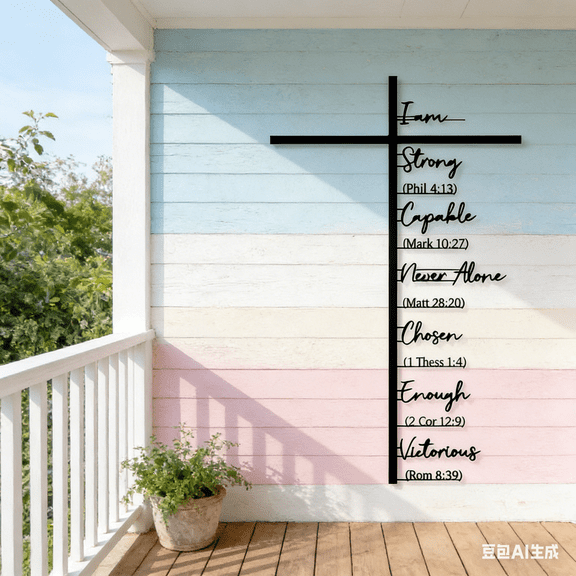 Bisitoy Large Metal Cross Wall Art with Scripture - Christian Religious Wall Decor, Jesus Home Church Wall Hanging, Scripture-Inspired Christian Gift for Christians