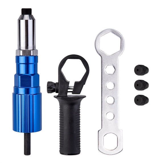 Bisitoy Pop Rivet Gun Adapter Kit, Rivet Drill Attachment with 4 Rivets Heads 2.4mm/3.2mm/4.0mm/4.8mm, Cordless Electric Drill Riveter Insert Nut Tool, Cordless Rivet Gun Power Drill Adaptor Kit