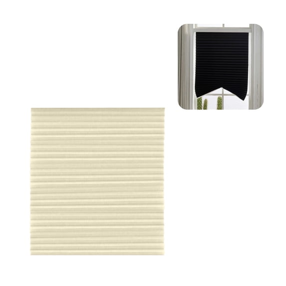 Bisitoy Self-Adhesive Pleated Window Shade 35.4 x 59 Inch No Drill Temporary Privacy Curtain Light Filtering Sun Protection Blinds for Bedroom, Apartment