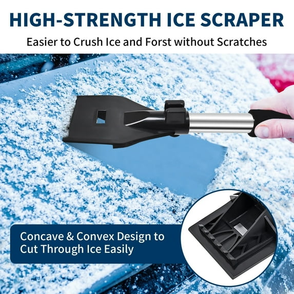 Bisitoy Snow Shovel, Ice Scrapers for Car Windshield,Portable Snow Shovel for Driveway with Aluminum Handle,Extendable Ice Scraper for Car with Foam Grip,6 in 1 Winter Snow Removal
