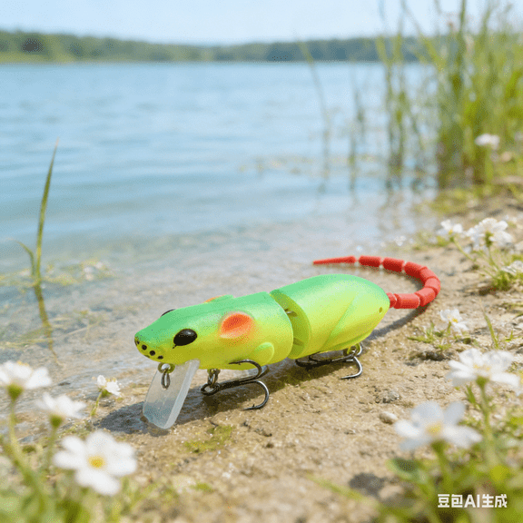 Bisitoy Topwater Mouse Fishing Lures, Bionic Mouse Design with Rattling Sound for Attraction