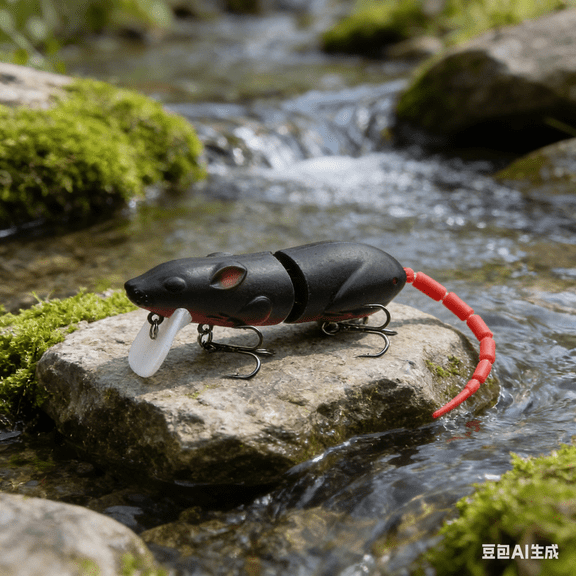 Bisitoy Topwater Mouse Fishing Lures, Bionic Mouse Design with Rattling Sound for Attraction