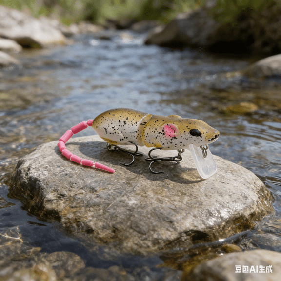 Bisitoy Topwater Mouse Fishing Lures, Bionic Mouse Design with Rattling Sound for Attraction