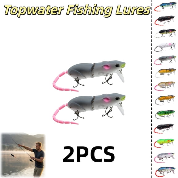Bisitoy Topwater Mouse Fishing Lures, Floating Rat Lure for Exciting Topwater Catches (E*2)