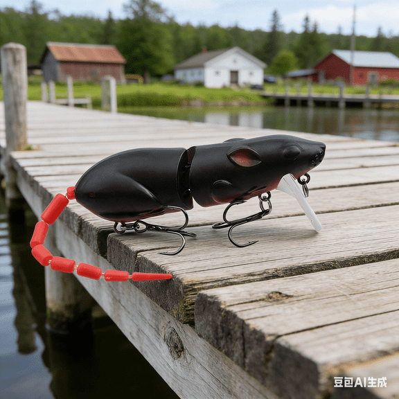 Bisitoy Topwater Mouse Fishing Lures, Hard Bait with Wiggling Tail Action for Surface Strikes