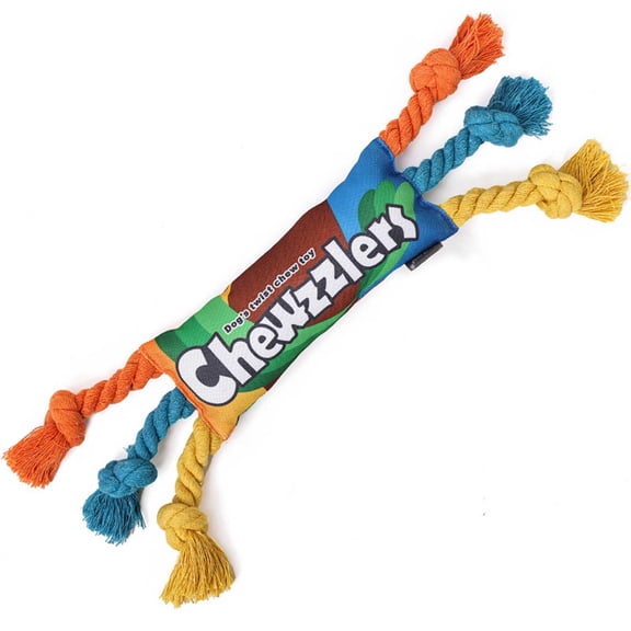 Bisitoy Tough Dog Chew Toy Squeaky Rainbow Candy-Shaped Interactive Rope Toy for Aggressive Chewers for All Types of Pet