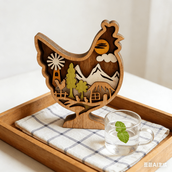 Bisitoy Wooden Easter Animal Figurines - Rabbit, Chick for Shelf, Mantel & Nursery Decor