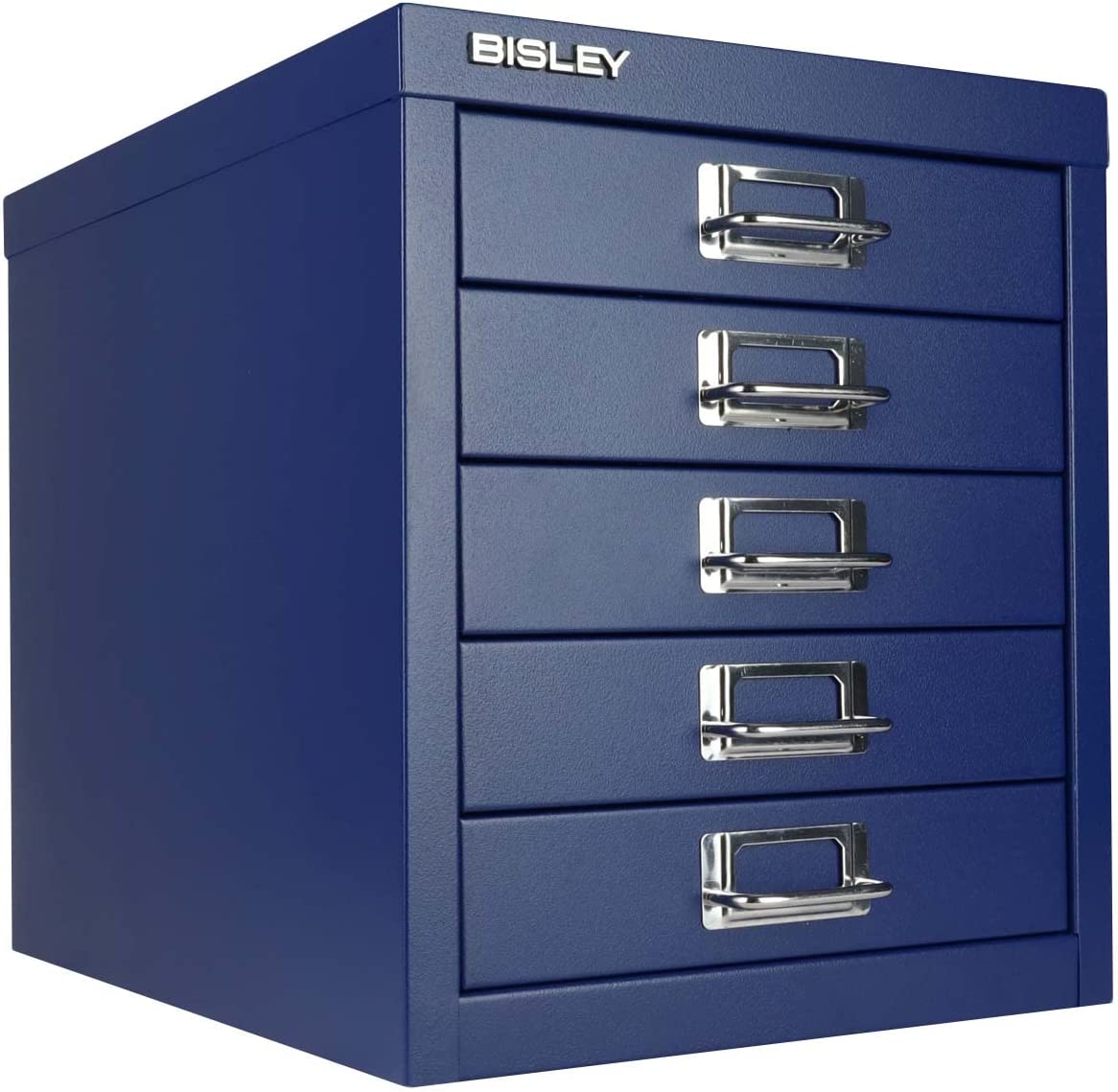 Bisley 8-Drawer Steel Cabinet - Doulton Blue Under-Desk Storage With Chrome Handles & Labels