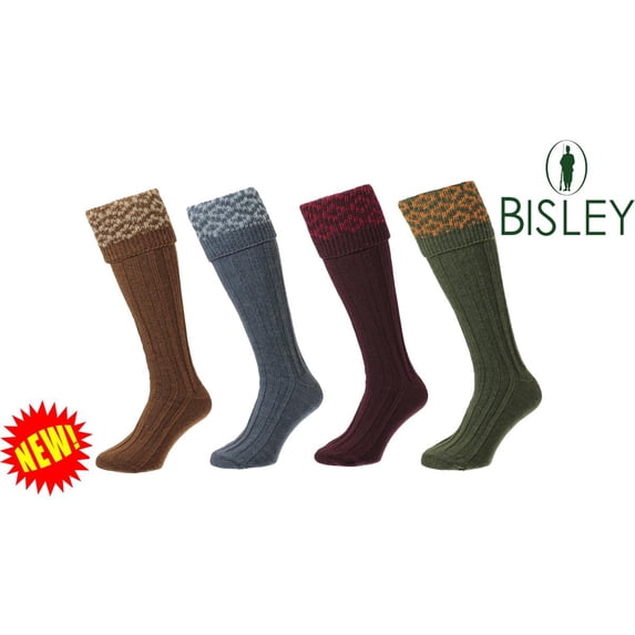 Bisley Patterned Top Shooting Socks Brown