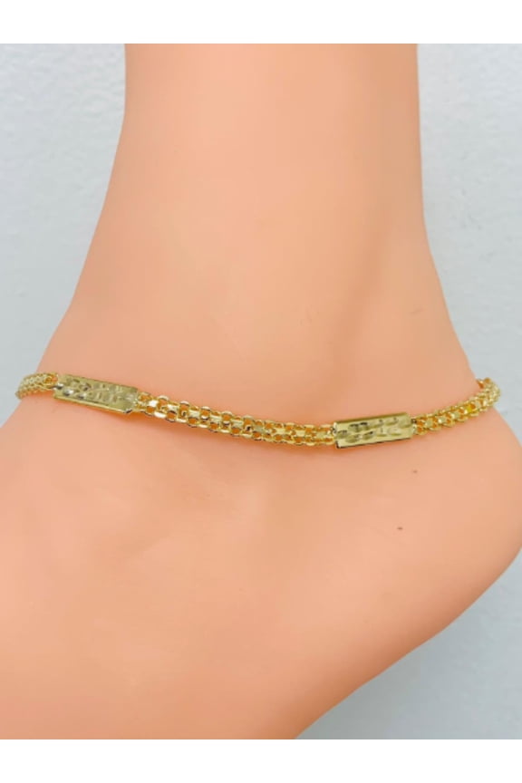 Bismarck Anklet Bracelet /18K Gold Filled Anklet Bracelet 10" / Leaf Anklet Bracelet / Women's Bracelet / Tobillera Bismarck Link Para el Pie / Pulsera de Pie Para Mujer