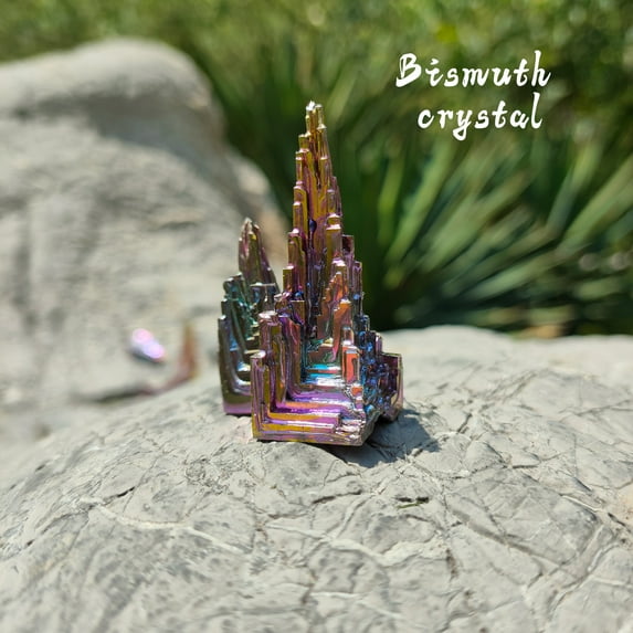 Bismuth Crystal Cluster｜Natural Iridescent Desk Decor｜Meditation Focus Stone｜Geology Gift for Collectors | Science Decor & Spiritual Energy Stone
